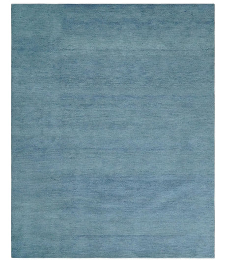 Solid Light Blue Woolen Hand Tufted 8x10 contemporary area Rug