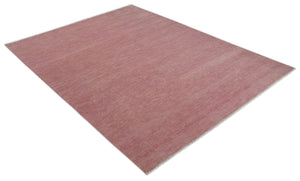 Solid Pink 8x10 Modern Contemporary Hand knotted wool Area Rug