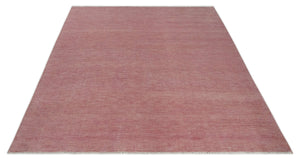 Solid Pink 8x10 Modern Contemporary Hand knotted wool Area Rug