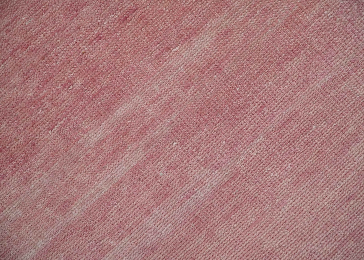 Solid Pink 8x10 Modern Contemporary Hand knotted wool Area Rug