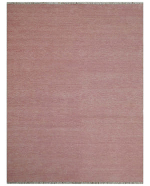 Solid Pink Custom Made Modern Contemporary Hand knotted wool Area Rug