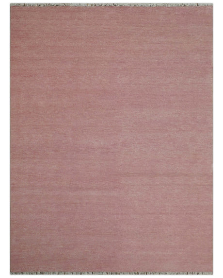 Solid Pink Custom Made Modern Contemporary Hand knotted wool Area Rug