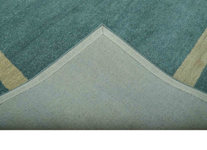 Solid Plain Blue Modern Hand Tufted 8x10 wool area rug