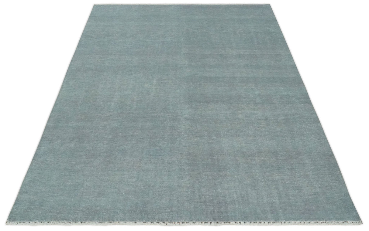 Solid Plain Gray Hand knotted Modern look 8x10 wool Area Rug