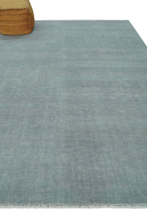 Solid Plain Gray Hand knotted Modern look 8x10 wool Area Rug