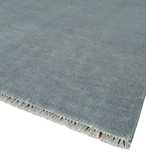 Solid Plain Gray Hand knotted Modern look 8x10 wool Area Rug