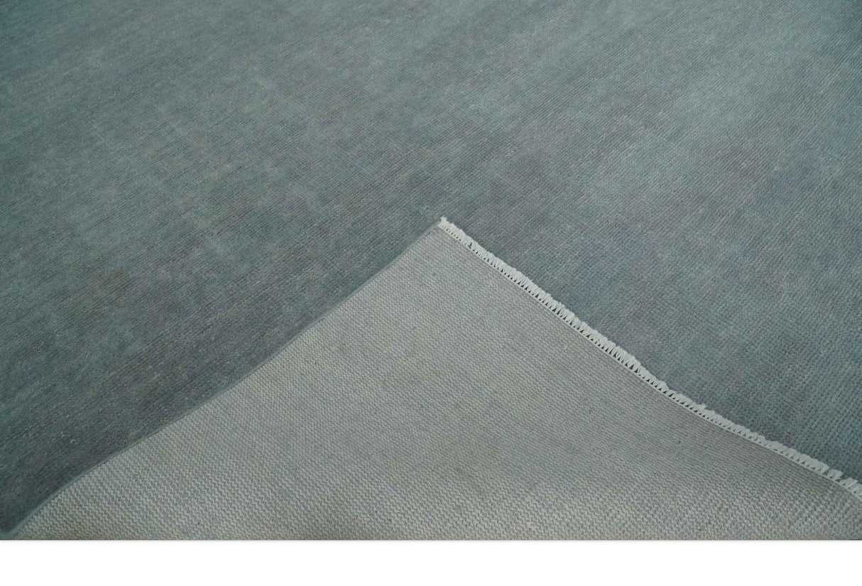 Solid Plain Gray Hand knotted Modern look 8x10 wool Area Rug