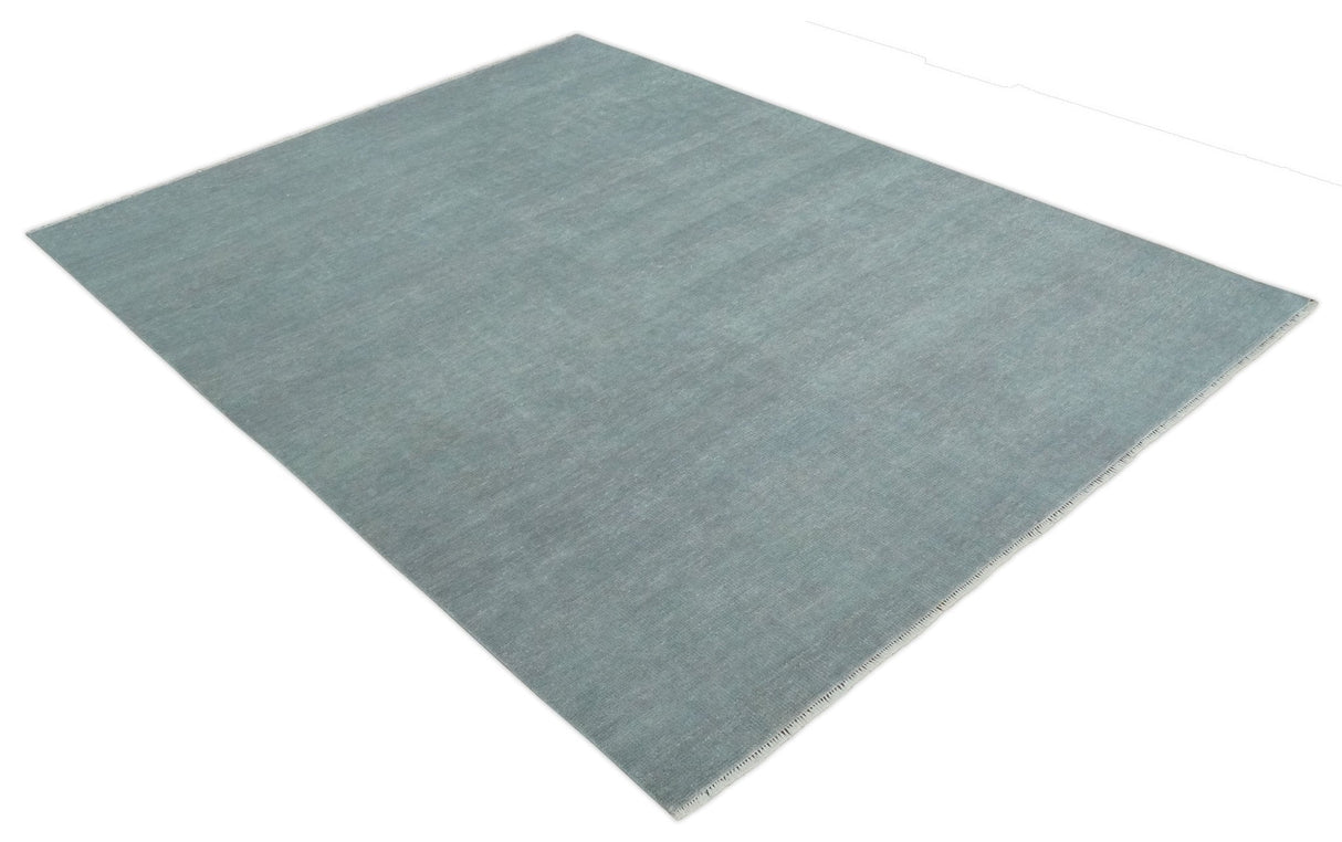 Solid Plain Gray Hand knotted Modern look 8x10 wool Area Rug