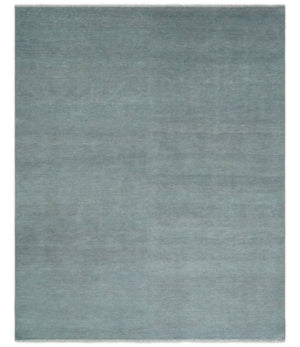 Solid Plain Gray Hand knotted Modern look 8x10 wool Area Rug