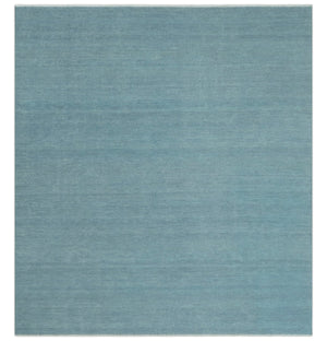 Solid Plane Blue Custom Made Modern Hand knotted wool Area Rug