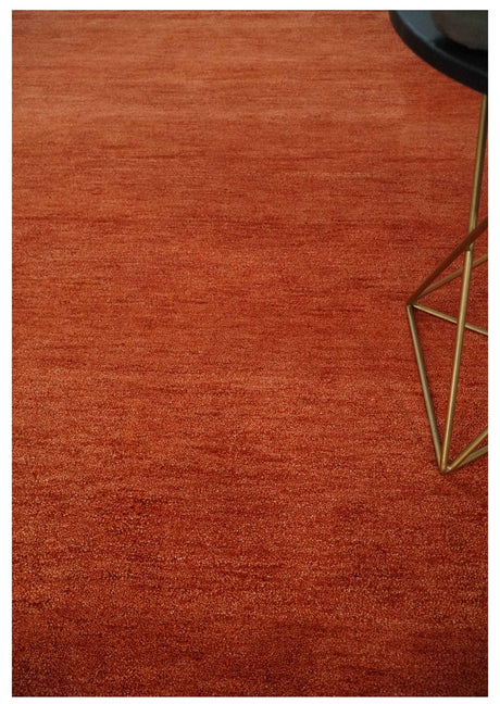 Solid Plane Rust Woolen Hand Tufted 8x10 wool Rug