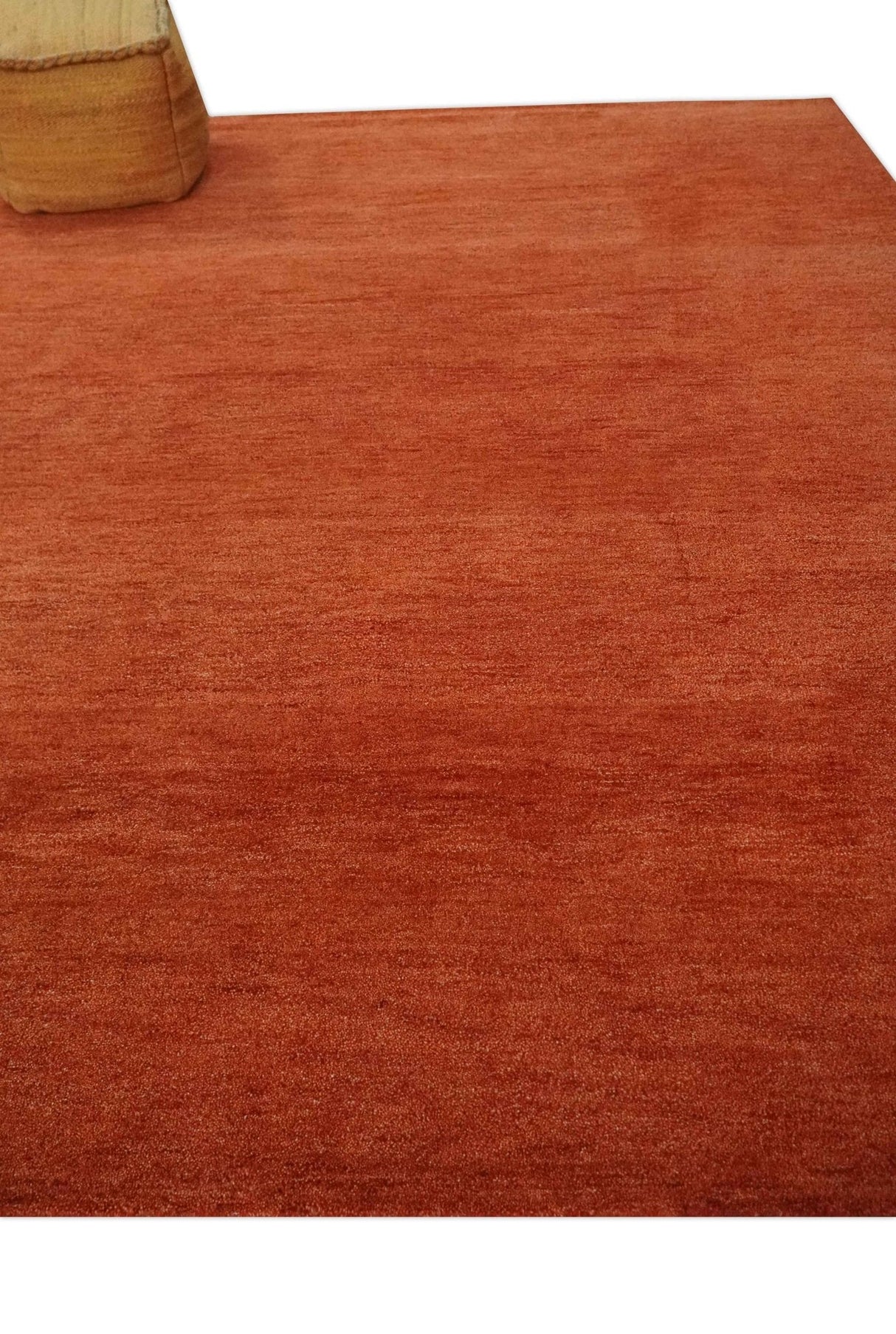 Solid Plane Rust Woolen Hand Tufted 8x10 wool Rug