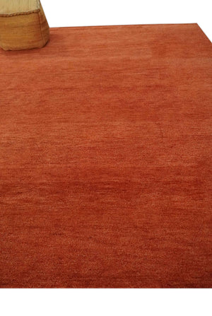 Solid Plane Rust Woolen Hand Tufted 8x10 wool Rug