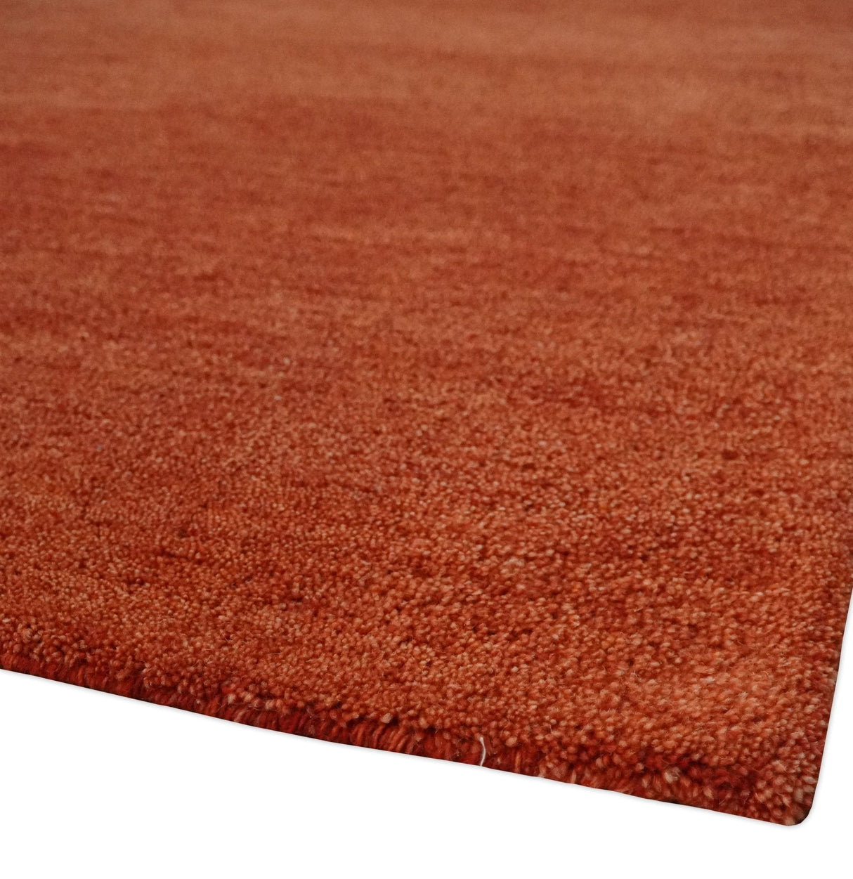 Solid Plane Rust Woolen Hand Tufted 8x10 wool Rug