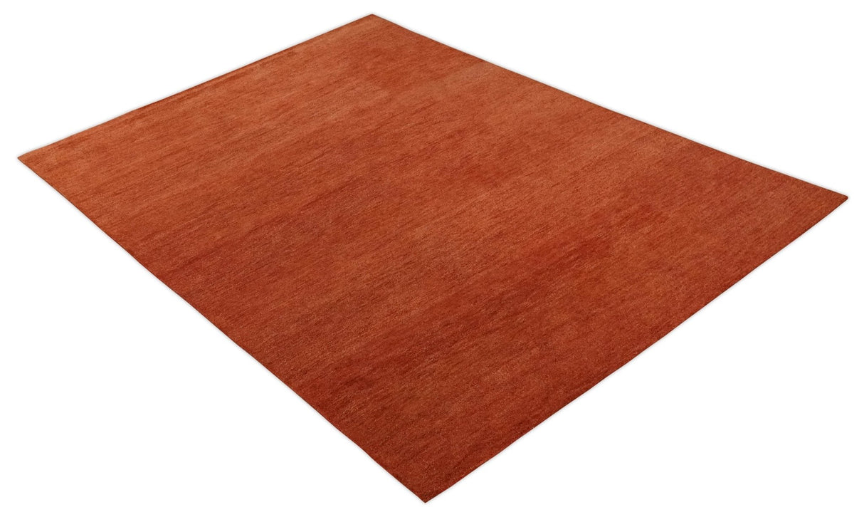Solid Plane Rust Woolen Hand Tufted 8x10 wool Rug