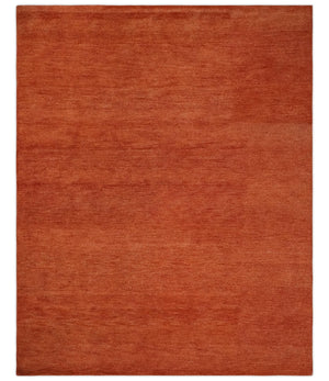 Solid Plane Rust Woolen Hand Tufted 8x10 wool Rug