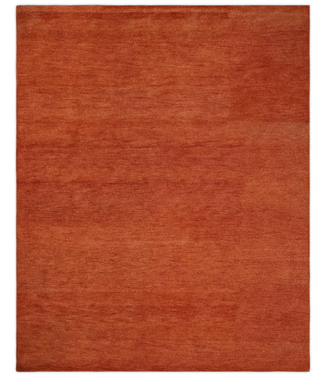Solid Plane Rust Woolen Hand Tufted 8x10 wool Rug