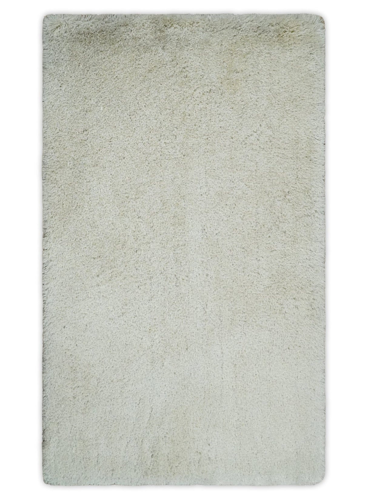 Solid Plush and Soft 3x5, 4x6 and 5x7 Hand Woven Shag Ivory Area Rug | SHAG1