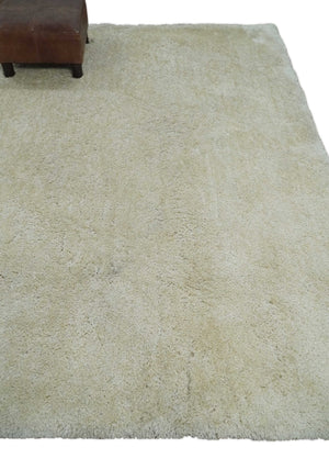 Solid Plush and Soft 3x5, 4x6 and 5x7 Hand Woven Shag Ivory Area Rug | SHAG1