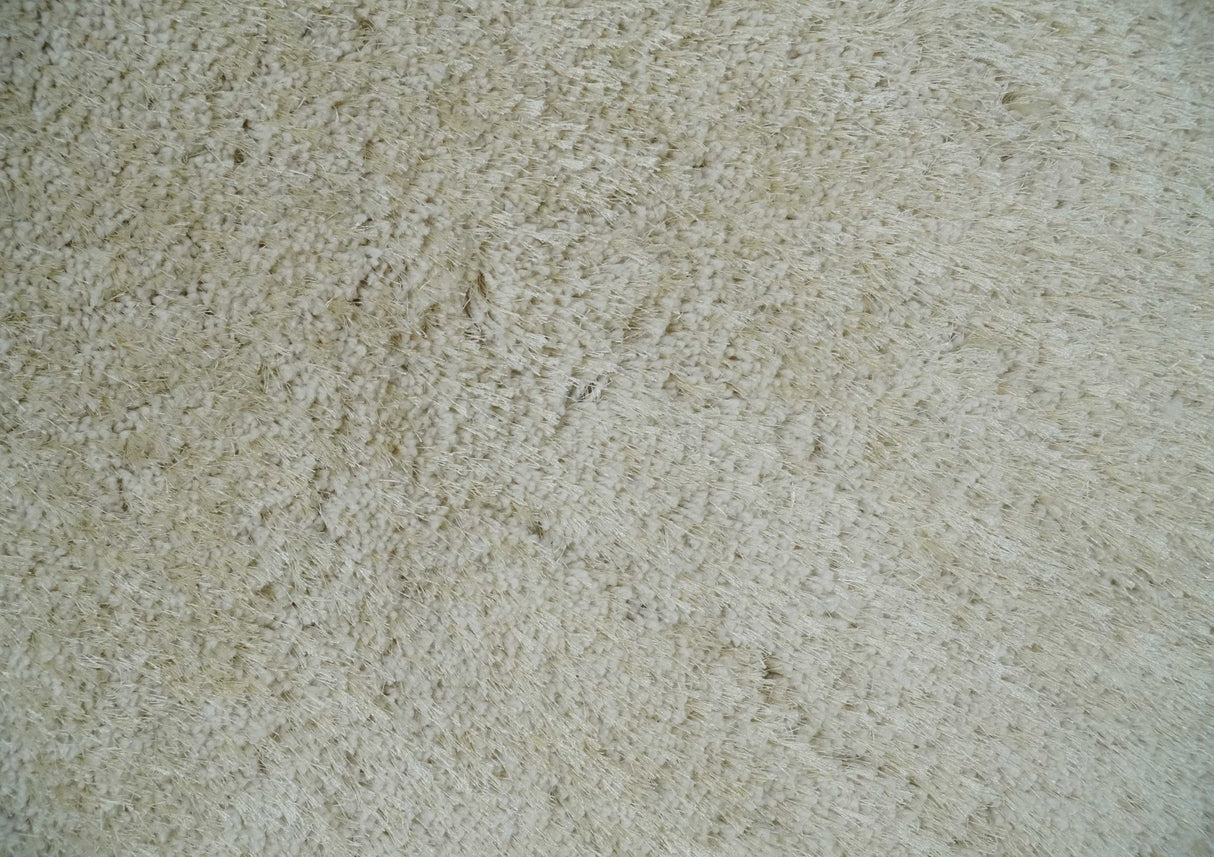 Solid Plush and Soft 3x5, 4x6 and 5x7 Hand Woven Shag Ivory Area Rug | SHAG1
