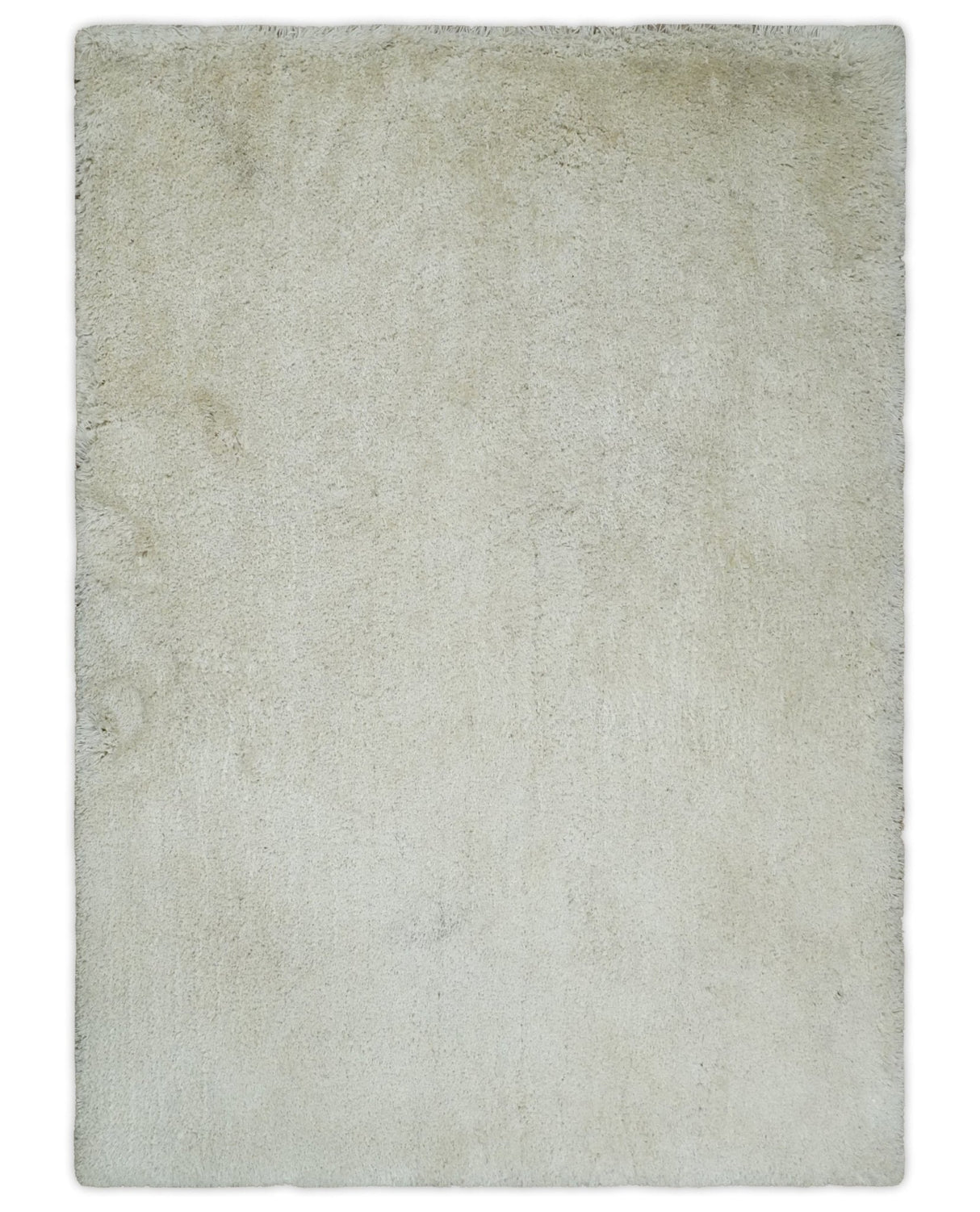 Solid Plush and Soft 3x5, 4x6 and 5x7 Hand Woven Shag Ivory Area Rug | SHAG1