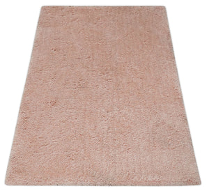 Solid Plush and Soft 3x5, 4x6 and 5x7 Hand Woven Shag Peach Area Rug | SHAG11