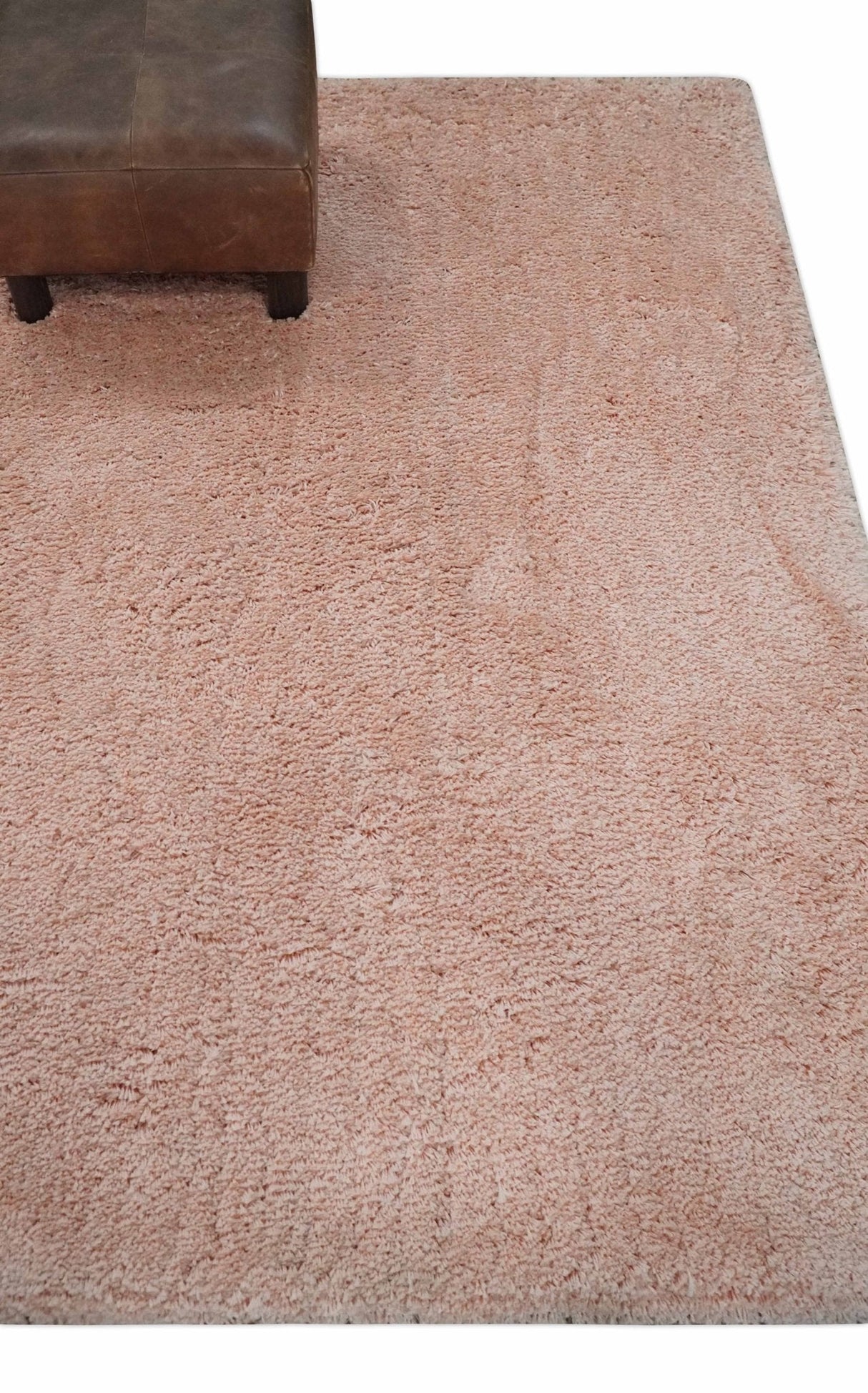 Solid Plush and Soft 3x5, 4x6 and 5x7 Hand Woven Shag Peach Area Rug | SHAG11