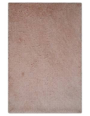 Solid Plush and Soft 3x5, 4x6 and 5x7 Hand Woven Shag Peach Area Rug | SHAG11