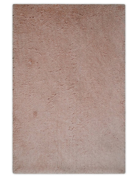 Solid Plush and Soft 3x5, 4x6 and 5x7 Hand Woven Shag Peach Area Rug | SHAG11