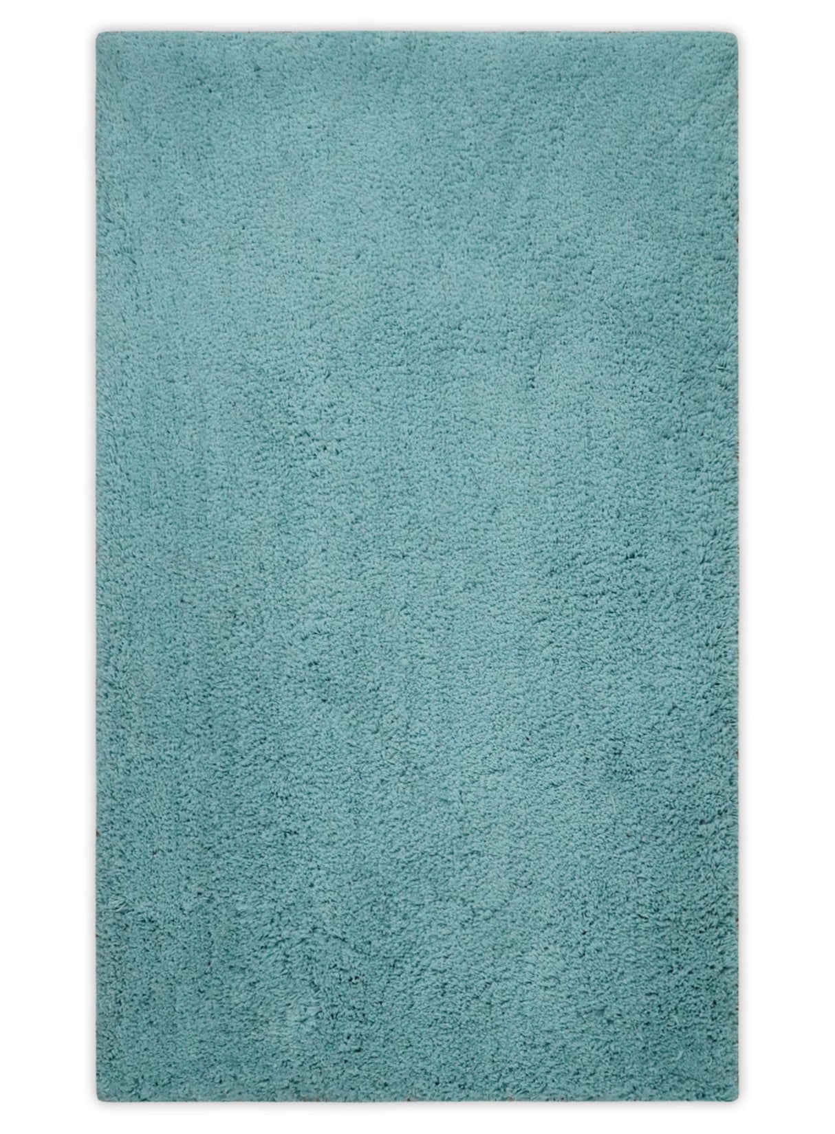 Solid Plush and Soft 3x5, 4x6 and 5x7 Hand Woven Shag Teal Area Rug