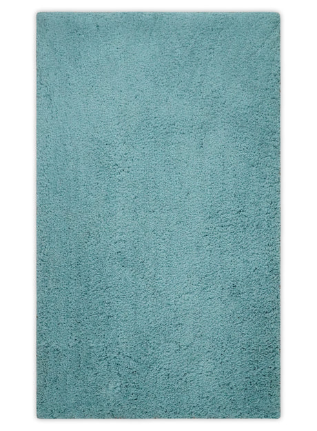 Solid Plush and Soft 3x5, 4x6 and 5x7 Hand Woven Shag Teal Area Rug