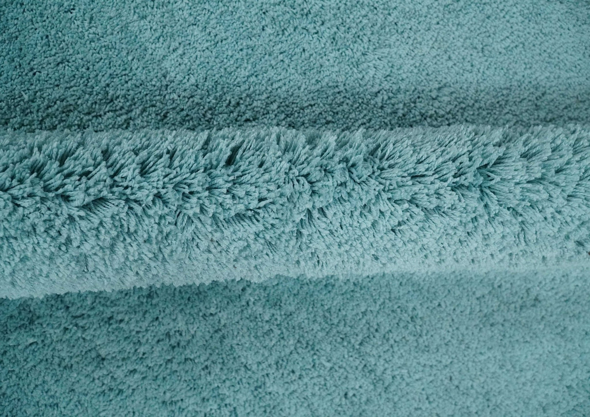 Solid Plush and Soft 3x5, 4x6 and 5x7 Hand Woven Shag Teal Area Rug