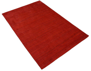 Solid Rust Scandinavian 5x7 Blended Wool Flatwoven Area Rug, Dinning, Kids Rug | HL15