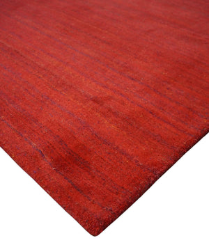 Solid Rust Scandinavian 5x7 Blended Wool Flatwoven Area Rug, Dinning, Kids Rug | HL15