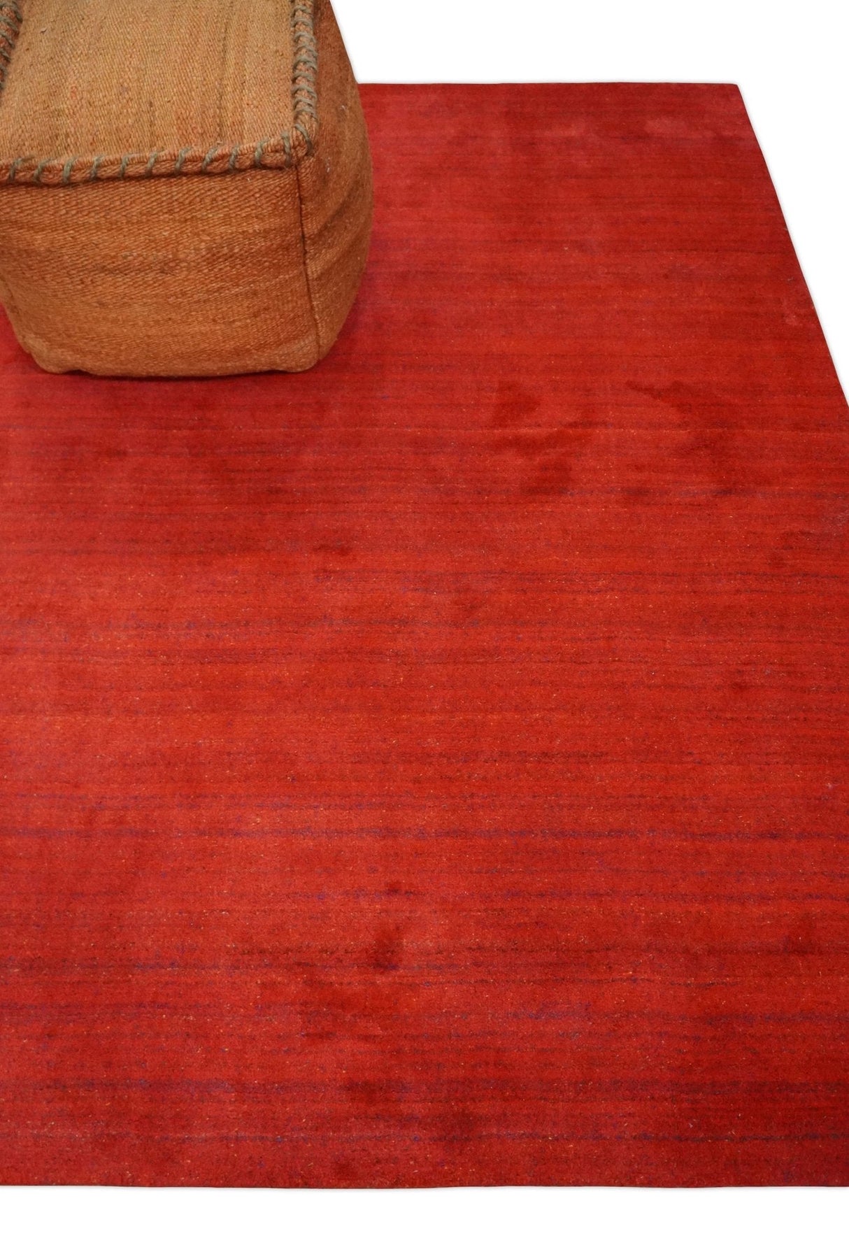 Solid Rust Scandinavian 5x7 Blended Wool Flatwoven Area Rug, Dinning, Kids Rug | HL15