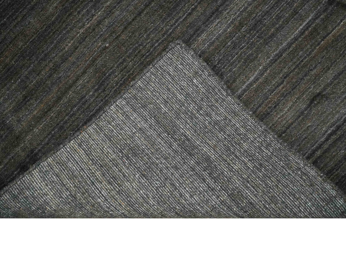 Solid Shaded Charcoal Shaded Scandinavian 5x7 Blended Wool Flatwoven Area Rug | HL34