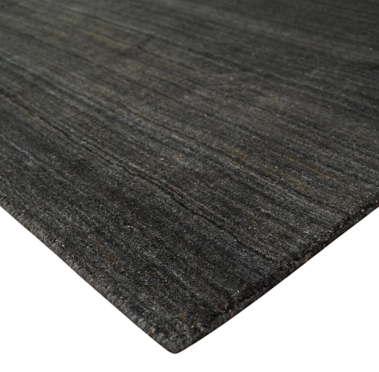 Solid Shaded Charcoal Shaded Scandinavian 5x7 Blended Wool Flatwoven Area Rug | HL34