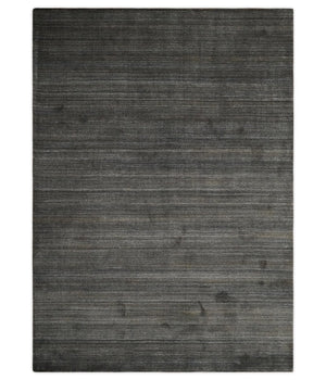 Solid Shaded Charcoal Shaded Scandinavian 5x7 Blended Wool Flatwoven Area Rug | HL34