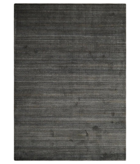 Solid Shaded Charcoal Shaded Scandinavian 5x7 Blended Wool Flatwoven Area Rug | HL34