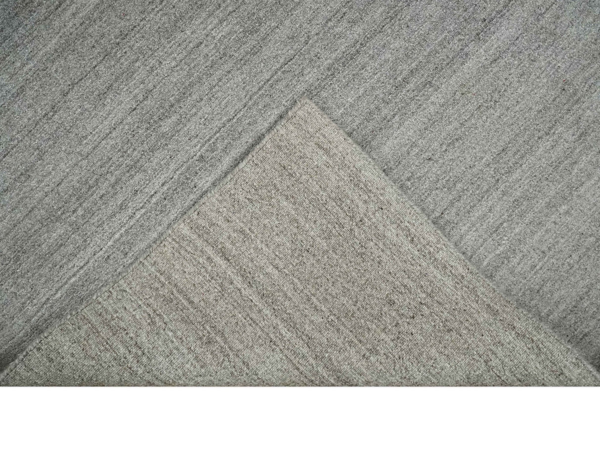 Solid Shaded Gray Shaded Scandinavian 5x7 Blended Wool Flatwoven Area Rug | HL33