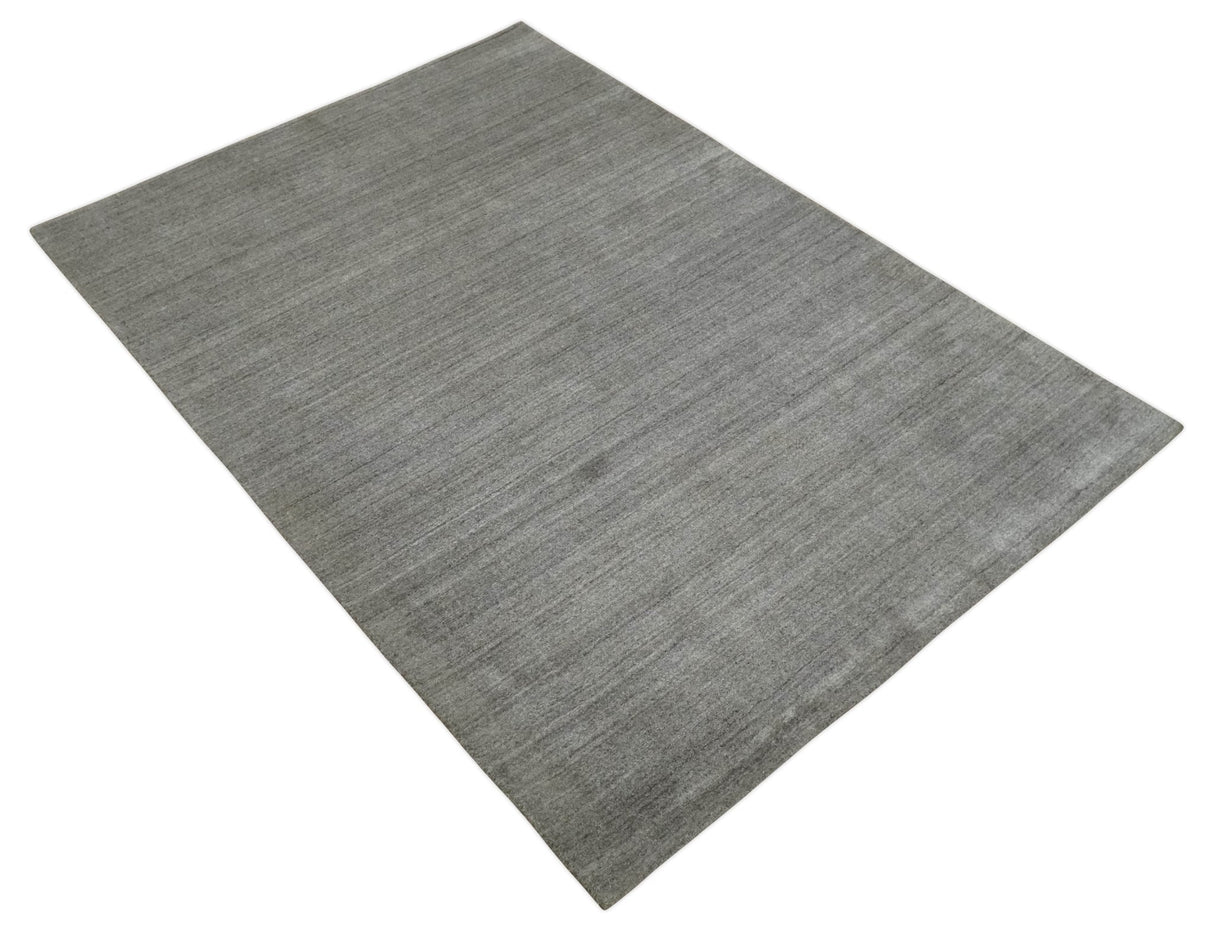 Solid Shaded Gray Shaded Scandinavian 5x7 Blended Wool Flatwoven Area Rug | HL33