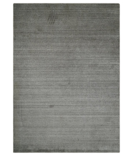 Solid Shaded Gray Shaded Scandinavian 5x7 Blended Wool Flatwoven Area Rug | HL33