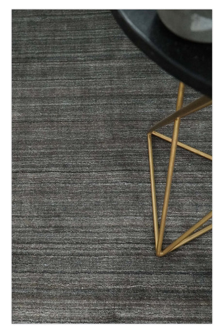 Solid Silver and Charcoal Shaded Scandinavian 5x7 Blended Wool Flatwoven Area Rug | HL23