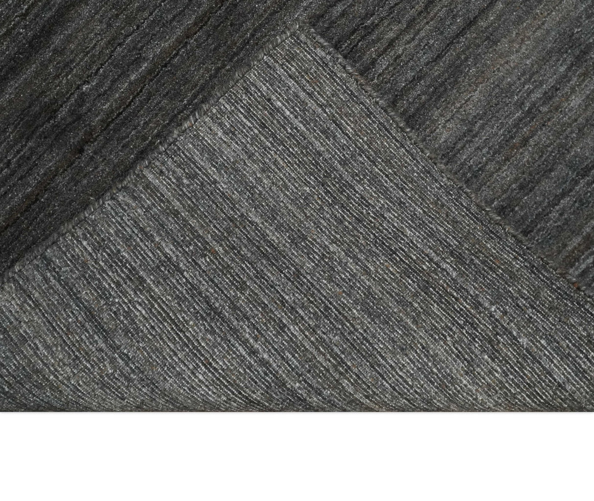 Solid Silver and Charcoal Shaded Scandinavian 5x7 Blended Wool Flatwoven Area Rug | HL23