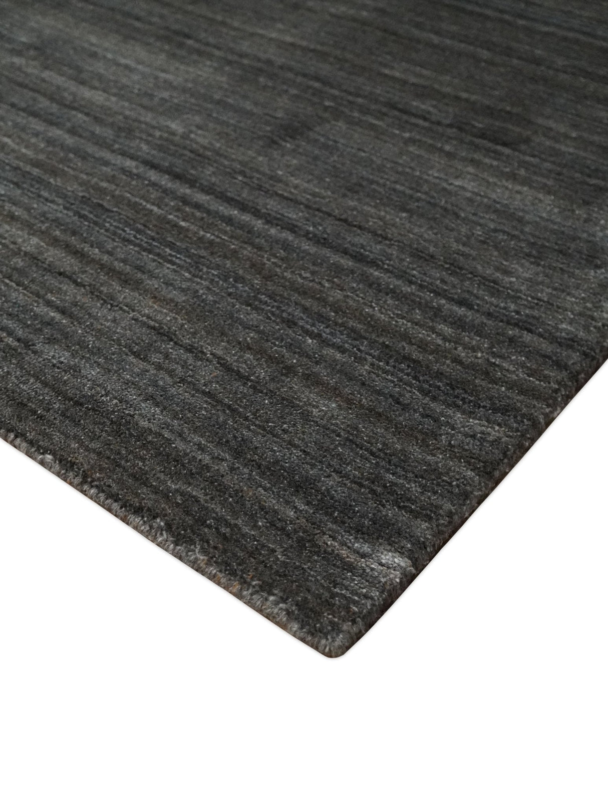 Solid Silver and Charcoal Shaded Scandinavian 5x7 Blended Wool Flatwoven Area Rug | HL23