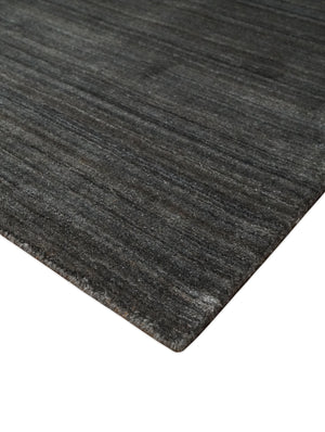 Solid Silver and Charcoal Shaded Scandinavian 5x7 Blended Wool Flatwoven Area Rug | HL23