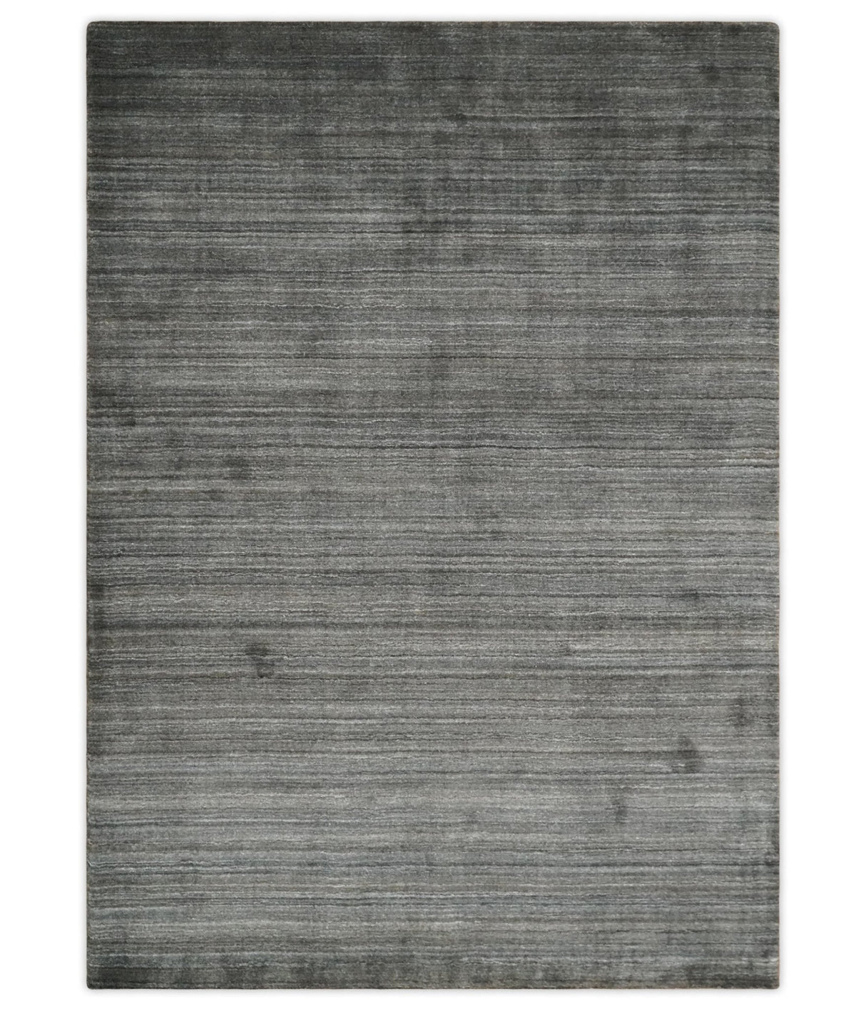 Solid Silver and Charcoal Shaded Scandinavian 5x7 Blended Wool Flatwoven Area Rug | HL23