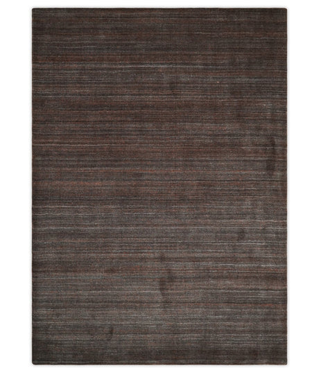 Solid Tan Scandinavian 5x7 Blended Wool Flatwoven Area Rug, Dinning, Kids Rug | HL19