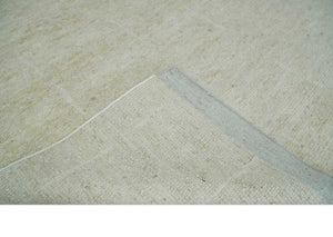 Solid plane Beige Hand Knotted 8.7x9.8 Wool Area Rug