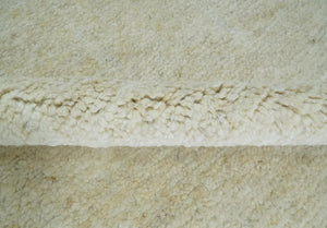Solid plane Beige Hand Knotted 8.7x9.8 Wool Area Rug